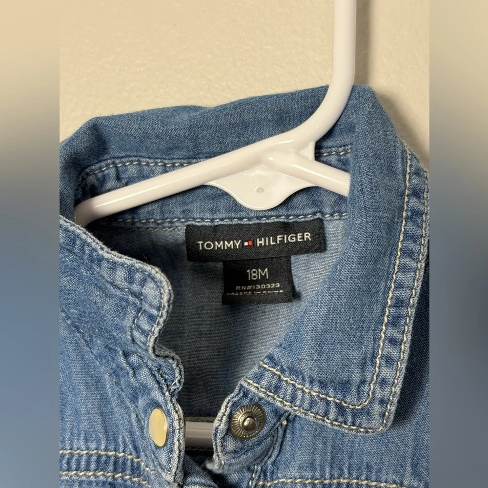 Tommy Hilfiger Baby Girls Denim Snap Dress - Size 18 months